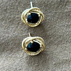 David Yurman 18k Gold Black Onyx Studs